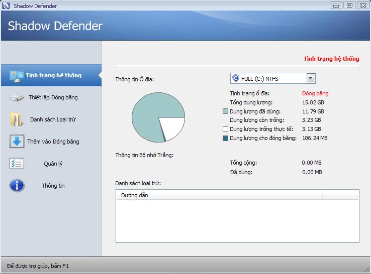 Shadow Defender – Phần mềm đóng băng ổ cứng